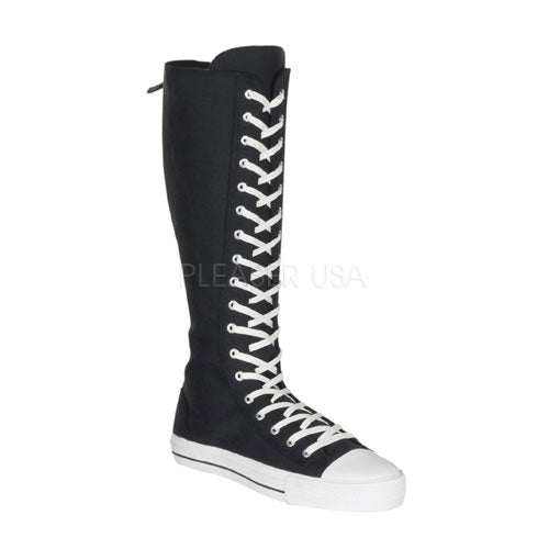 Demoniacult DEV301 Black Canvas/White Sexy Shoes Discontinued Sale Stock