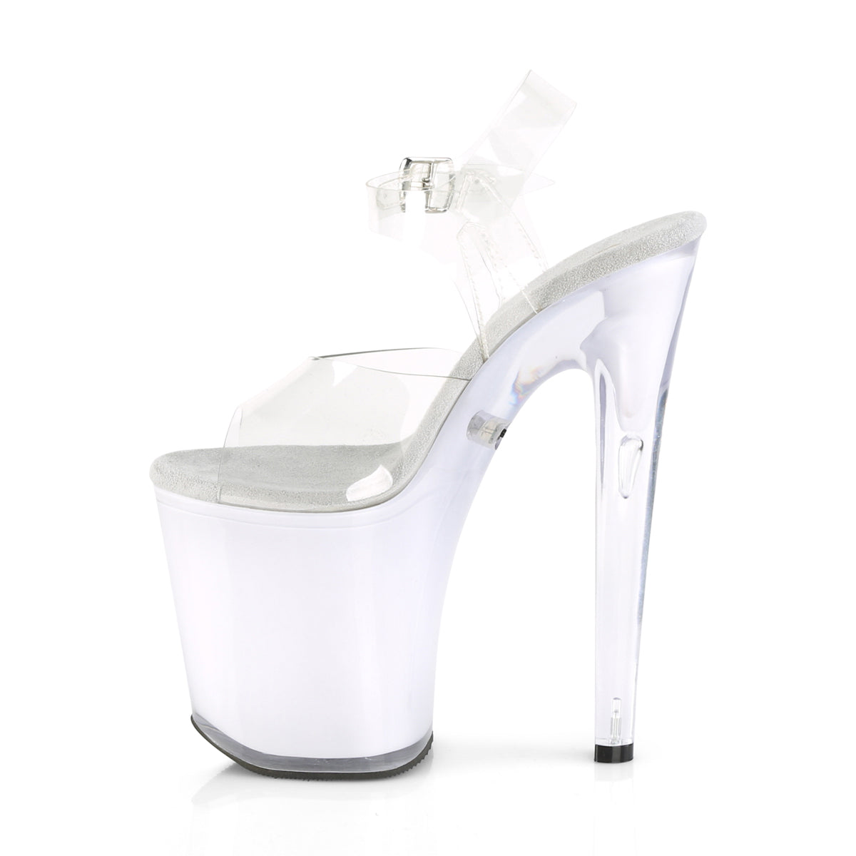 DISCOLITE-808 8" Clear and White Glow Pole Dancer Platforms-Pleaser- Sexy Shoes Pole Dance Heels