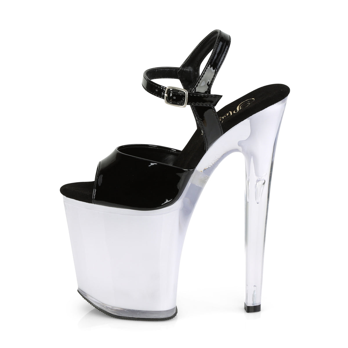 DISCOLITE-809 8" Black and White Glow Pole Dancer Platforms-Pleaser- Sexy Shoes Pole Dance Heels