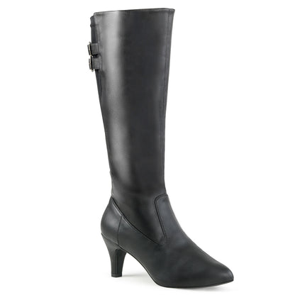 DIVINE-2018 Pleaser Large Size Ladies Shoes 3 Inch Heel Black Fetish Knee High boots