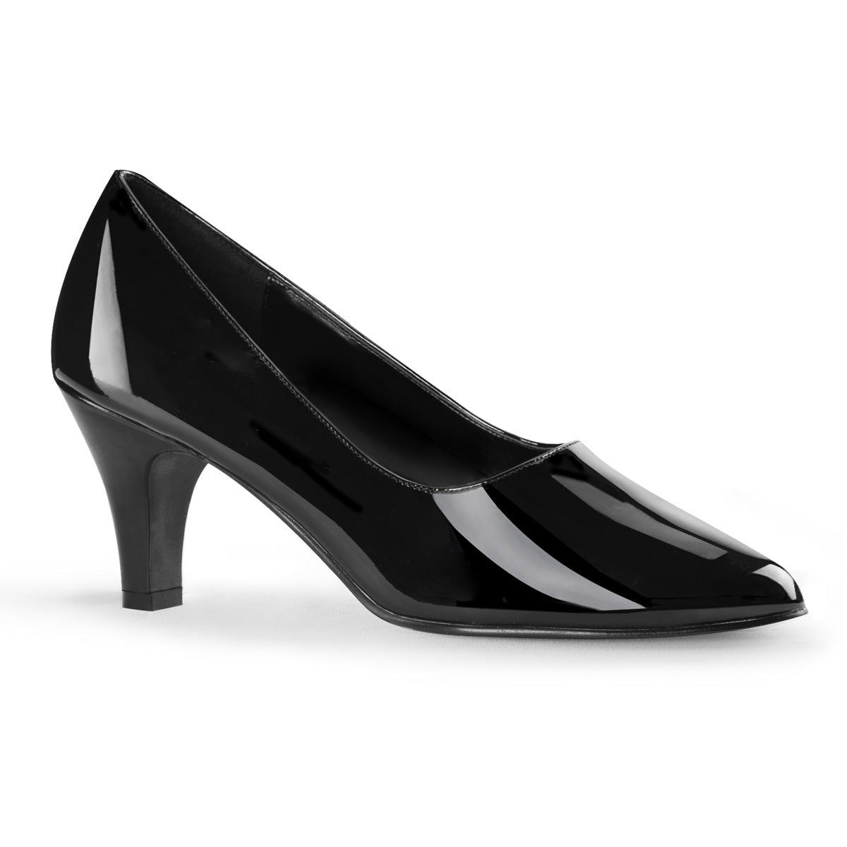 DIVINE-420 Large Size Ladies Shoes 3" Heel Black Patent Fetish Footwear