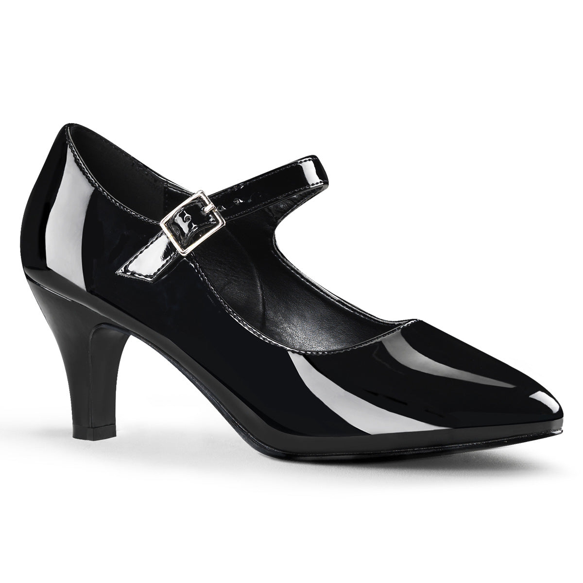 DIVINE-440 Large Size Ladies Shoes 3" Heel Black Patent Fetish Maryjanes