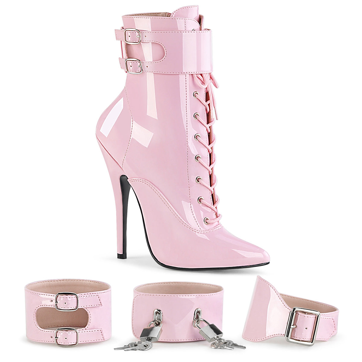 DOMINA 1023 Devious Fetish Heel 6 Inch Baby Pink Kinky Boots Devious Heels
