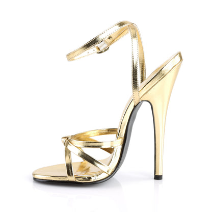 DOMINA 108 Devious Fetish Shoes 6" Heel Gold Metallic Shoes Devious Heels Pole Dance Heels