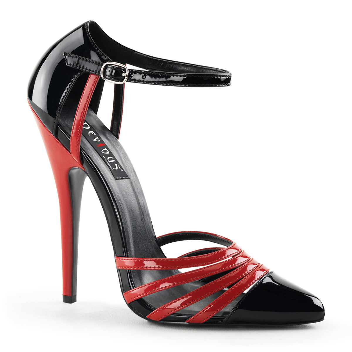 DOMINA 412 Devious 6 Inch Heel Black and Red Exotic Shoes Devious Heels