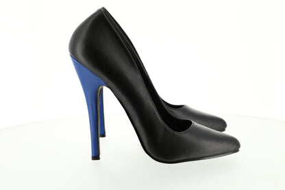 DOMINA-420H Pleaser Blk/Blue PU High Heel Alternative Footwear Discontinued Sale Stock