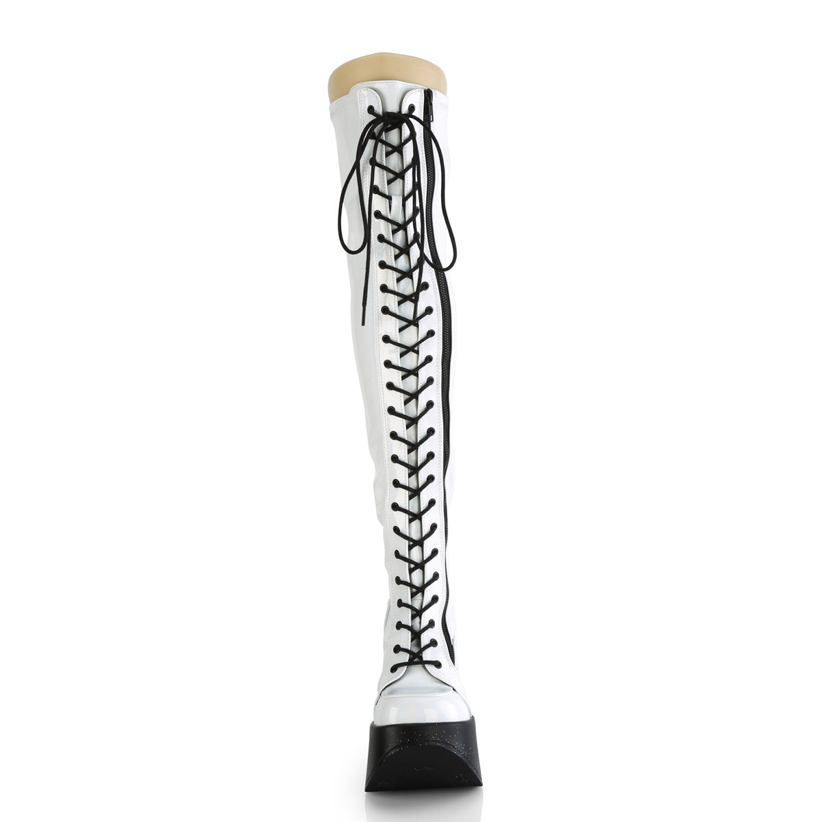 dynamite 300 demonia footwear womens over the knee boots white