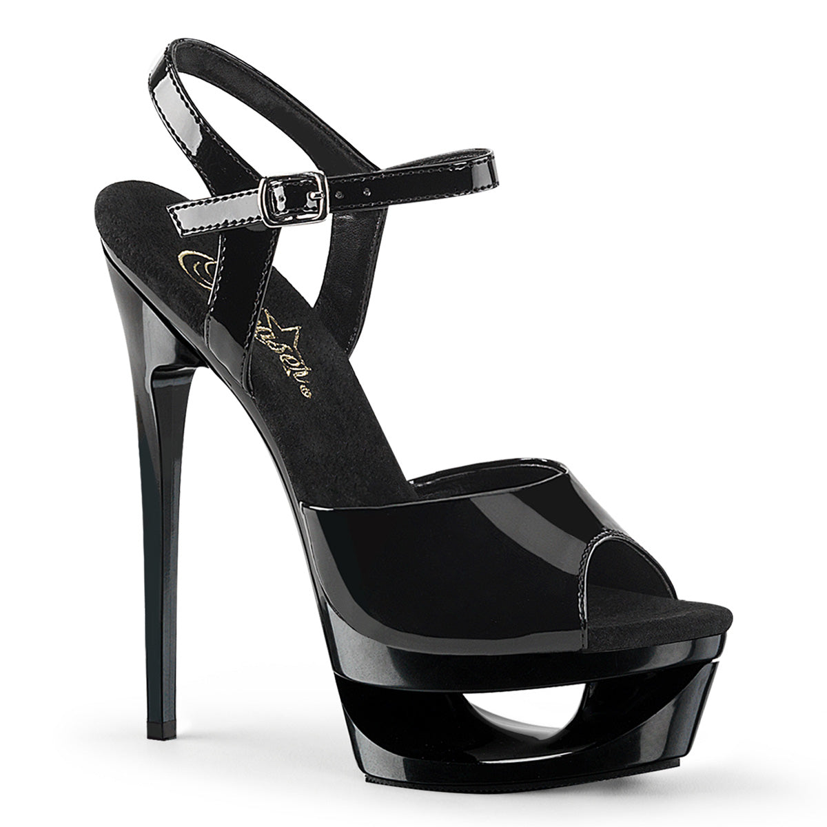 ECLIPSE-609 6.5" Heel Black Patent Pole Dancing Platforms-Pleaser- Sexy Shoes