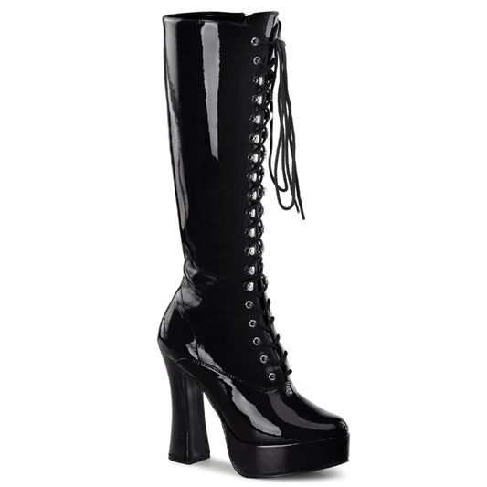 ELECTRA-2020 5 Inch Heel Black Patent Pole Dancing Platforms-Pleaser- Sexy Shoes