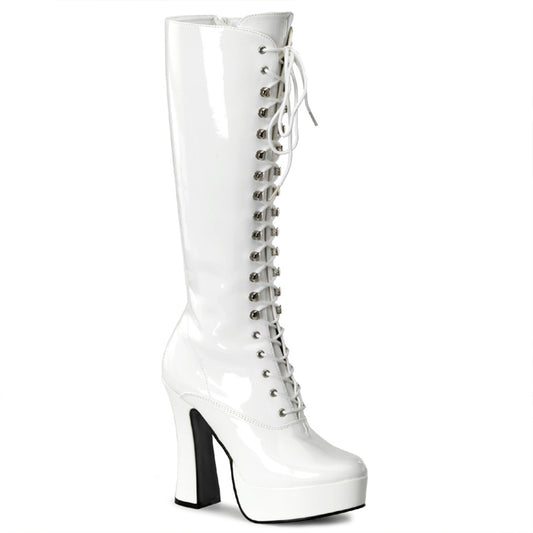 ELECTRA-2020 5 Inch Heel White Patent Pole Dancing Platforms-Pleaser- Sexy Shoes
