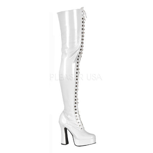 Pleaser ELE3023 White Patent Sexy Shoes Discontinued Sale Stock