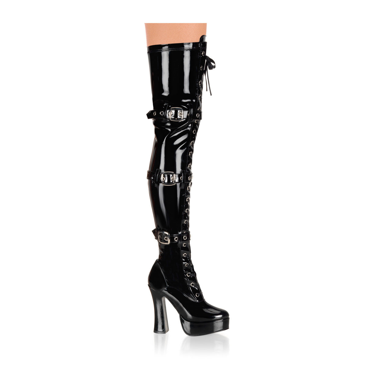 ELECTRA-3028 5" Black Stretch Patent Pole Dancer Platforms-Pleaser- Sexy Shoes