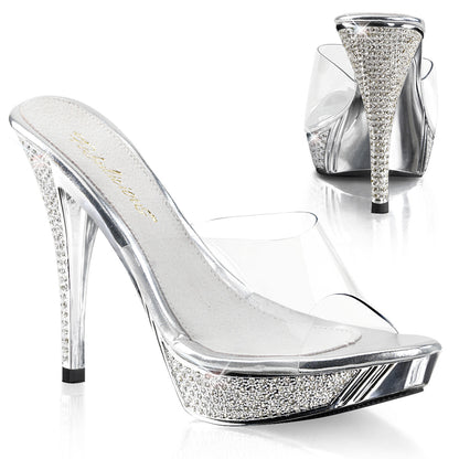 ELEGANT-401 Posing Competition Clear Silver Sexy Slip On Shoes