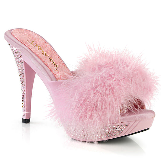 ELEGANT-401F Fabulicious 4 1/2" Elegant B. Pink Marabou-Faux Leather/B. Pink Shoes