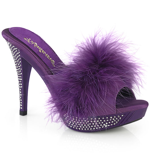 ELEGANT-401F Fabulicious 4 1/2" Elegant Purple Marabou-Faux Leather/Purple Shoes