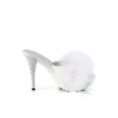 ELEGANT-401F Fabulicious 4 1/2" Elegant White Marabou Trim Shoes