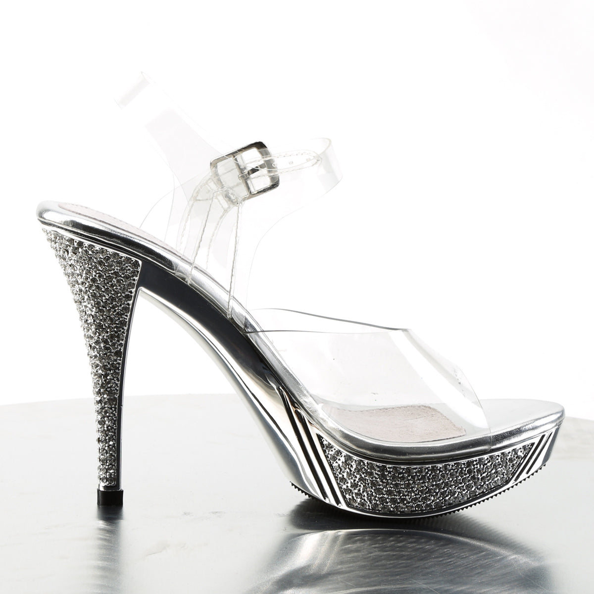 ELEGANT-408 Clear Silver Sexy Shoes