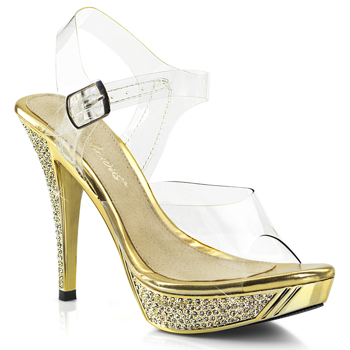 Gold Chrome 4.5 Inch Posing Shoes -  Fabulicious ELEGANT-408