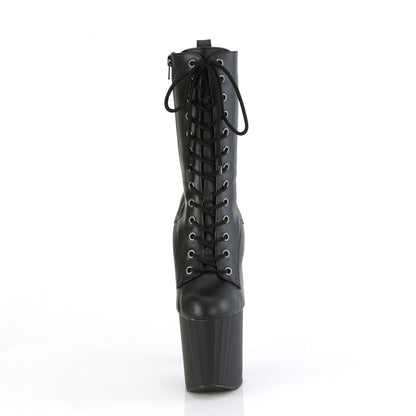 ENCHANT-1040 Pleaser Black Faux Leather Lace Up Ankle Boots