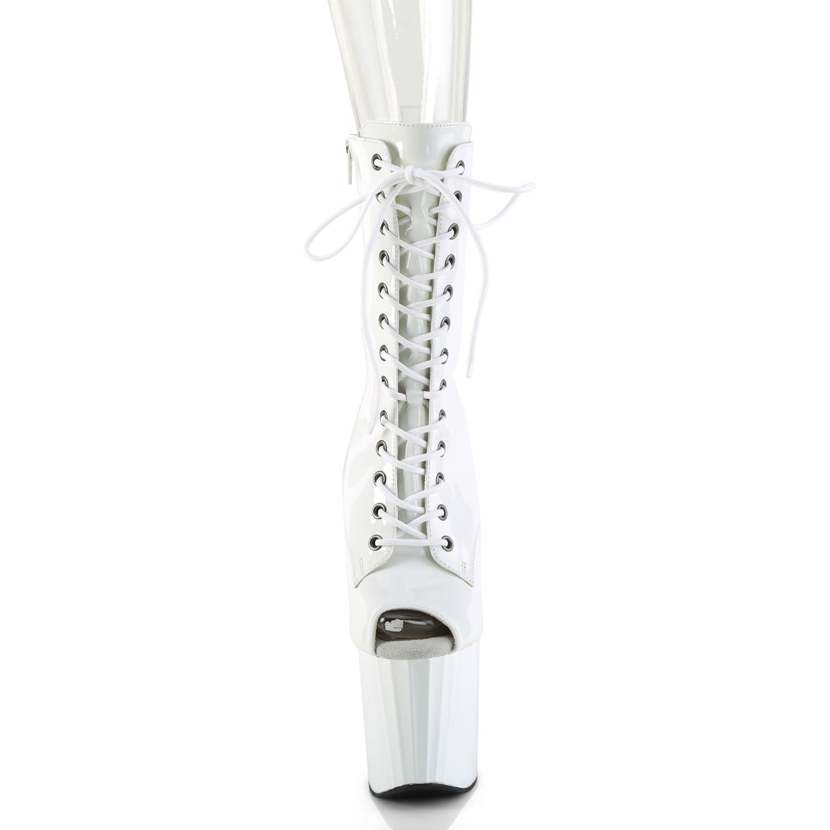 ENCHANT-1041 Pleaser White Lace Up Pole Dance Ankle Boots
