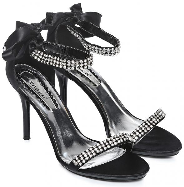 ENCHANT-34 Pleaser Blk Satin High Heel Alternative Footwear Discontinued Sale Stock