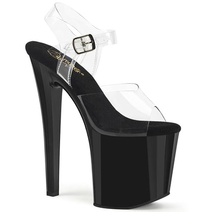 ENCHANT-708 Pleaser Clear/Black Platforms Pole Shoes (Exotic Dancing)