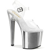 ENCHANT-708 Pleaser Clear/Silver Chrome Platforms Pole Dance Shoes (Exotic Dancing)