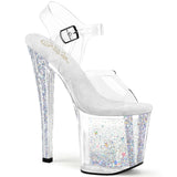 ENCHANT-708AQUA-04 Silver Pleaser 8 Inch Heel Pole Dancing Shoes