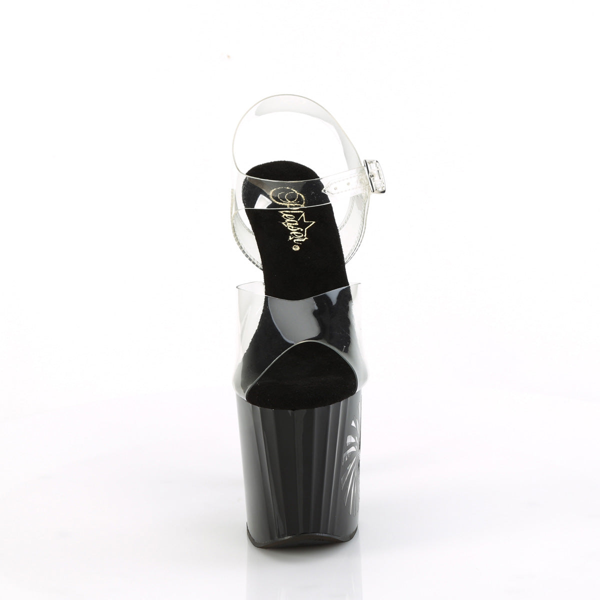 enchant 708lt pinwhe pleaser clear black slv glitter shoes