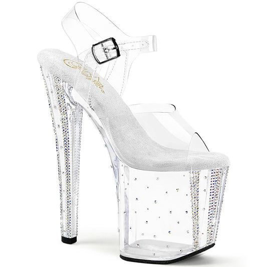 ENCHANT-708RS-01 Transparent Pleaser Pole Dancing Shoes with Bling