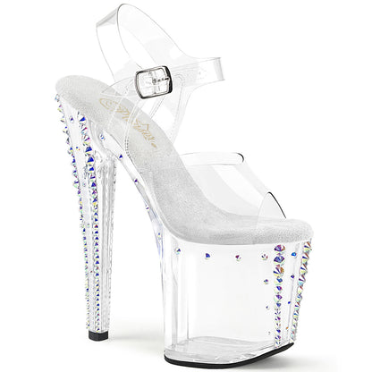 ENCHANT-708RS-02 Transparent Pleaser Pole Dancing Shoes with Bling