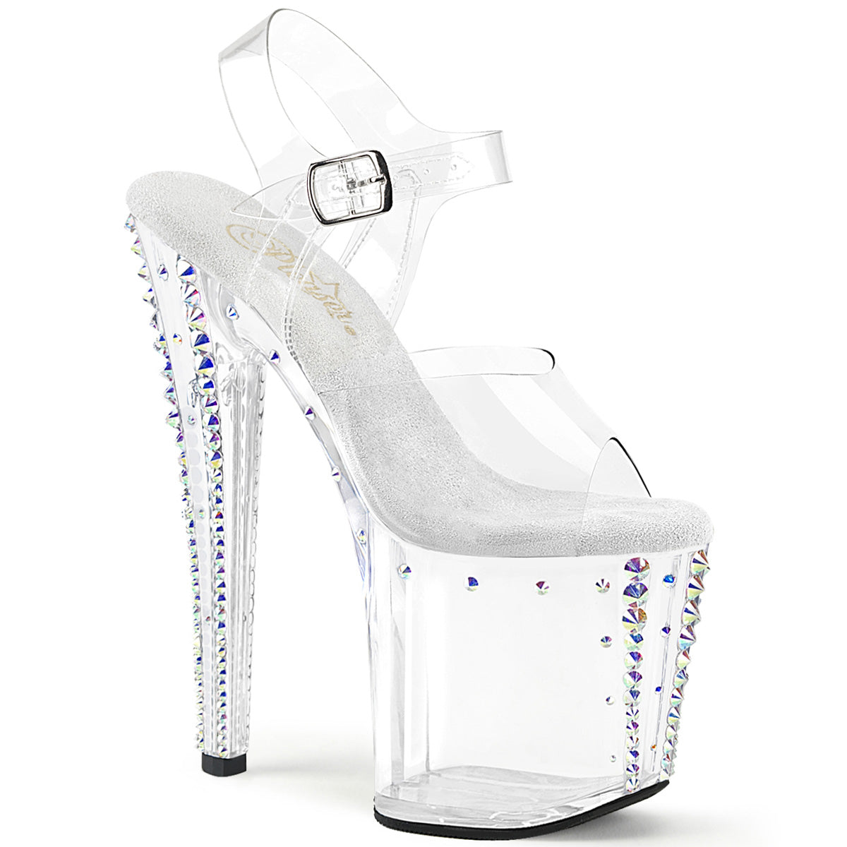 ENCHANT-708RS-02 Transparent Pleaser Pole Dancing Shoes with Bling