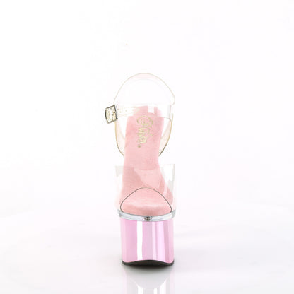 ESTEEM-708 Pleaser 7 Inch Pink Chrome Platform Shoes