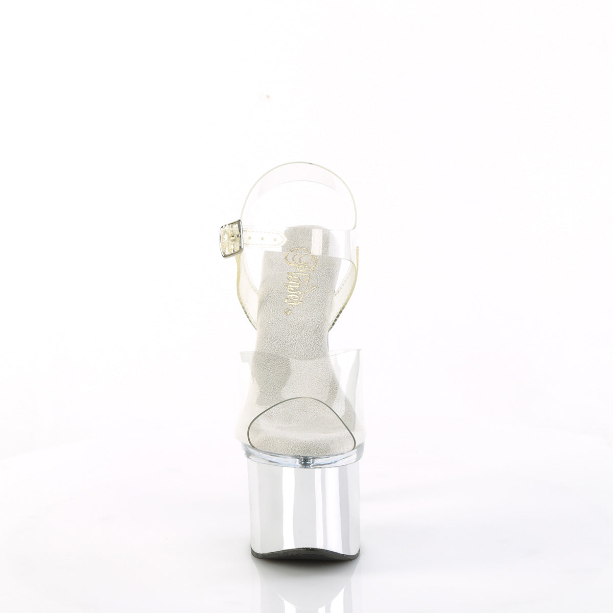 esteem 708 pleaser clear clr slv chrome shoes