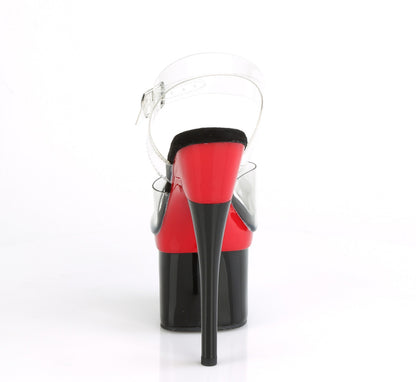 ESTEEM-708 7" Heel Clear/Red-Black Pole Dancing -Pleaser- Sexy Shoes Fetish Footwear