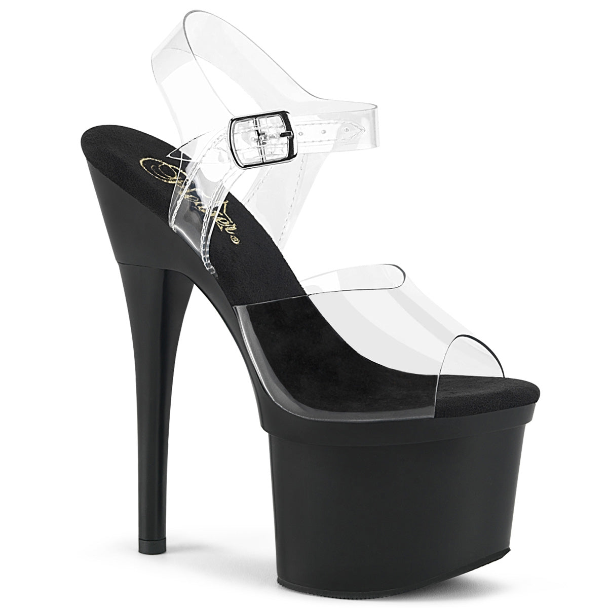 ESTEEM-708 7" Heel Clear and Black Pole Dancing -Pleaser- Sexy Shoes