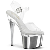 ESTEEM-708 Pleaser 7 Inch Silver Chrome Platform Stripper Heels