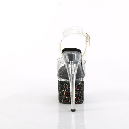 ESTEEM-708LG Pleaser 7 Inch Black Glitter Platform Dance Shoes