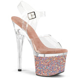 ESTEEM-708LG Pleaser 7 Inch Rose Gold Glitter Platforms Exotic Dancing Heels