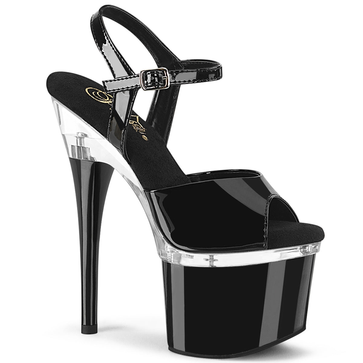 ESTEEM-709 7" Heel Black Patent Pole Dancing -Pleaser- Sexy Shoes