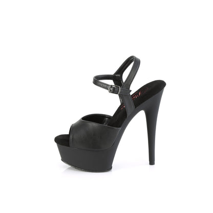 EXCITE-609 Pleaser 6 Inch Heel Black Strippers Ankle Strap Shoes