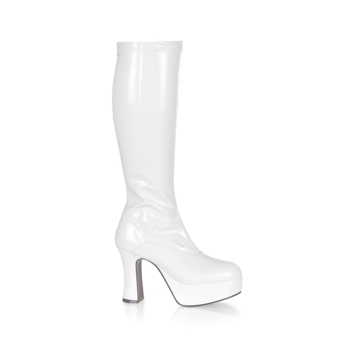 Exotica-2000 FUNTASMA 4 pulgadas de tacón blanco patente botas de mujer