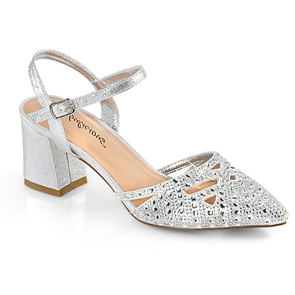 FAYE-06 Fetish 3" Heel Silver Shimmering Fabric Sexy Shoes