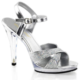Silver Glitter 4.5 Inch Fetish Shoes -  Fabulicious FLAIR-419(G)