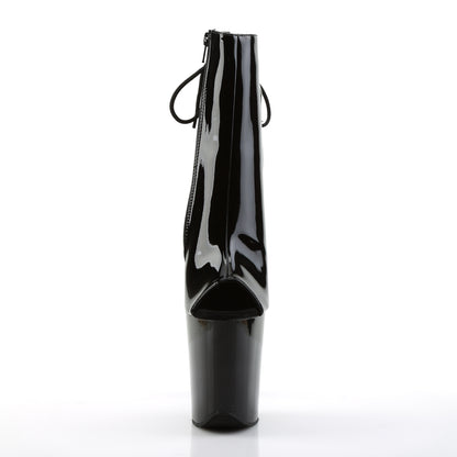 FLAMINGO-1018 8" Heel Black Patent Pole Dancing Platforms-Pleaser- Sexy Shoes Alternative Footwear