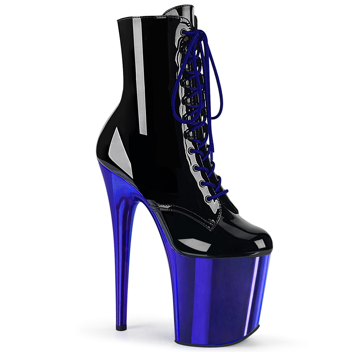 FLAMINGO-1020 Pleasers 8" Heel Black Royal Blue Sexy Shoes