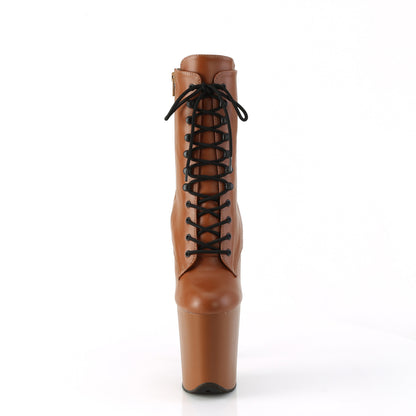 FLAMINGO-1020 Pleaser 8 Inch Heel Caramel Ankle Boots Exotic Dancing