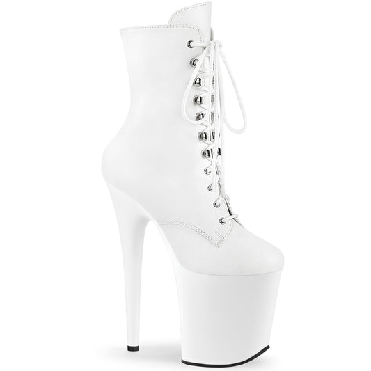 FLAMINGO-1020 Pleaser 8 Inch Heel White Ankle Boots Exotic Dancing