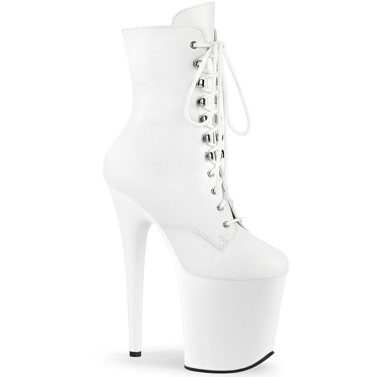 FLAMINGO-1020 Pleaser 8 Inch Heel White Ankle Boots Exotic Dancing