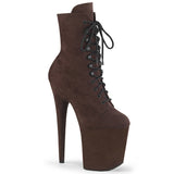 FLAMINGO-1020FS Pleaser Mocha Faux Suede Exotic Dancing Lace Up Ankle Boots